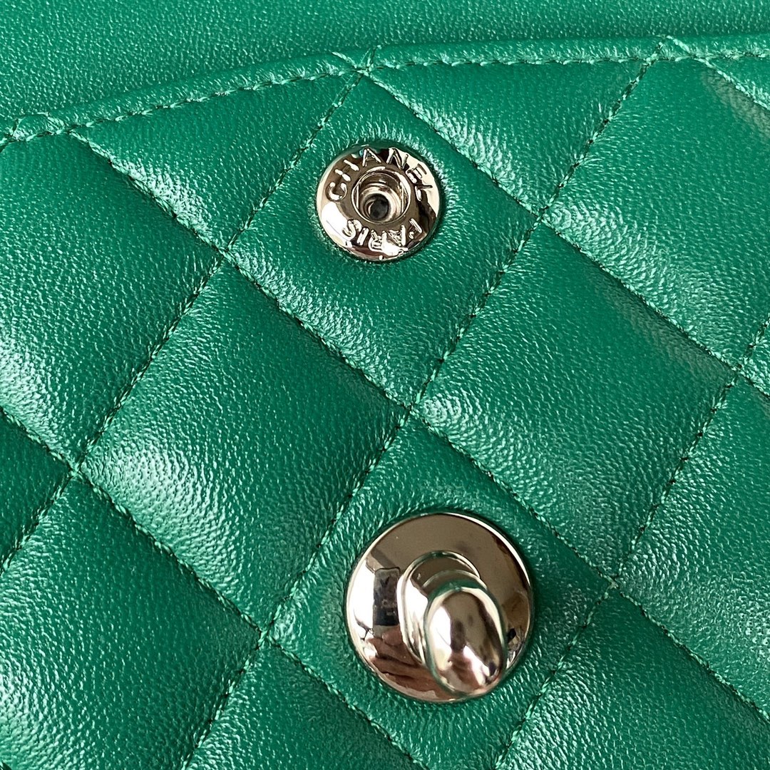 Classic Flap Lambskin Bag A01113 Green/Silver